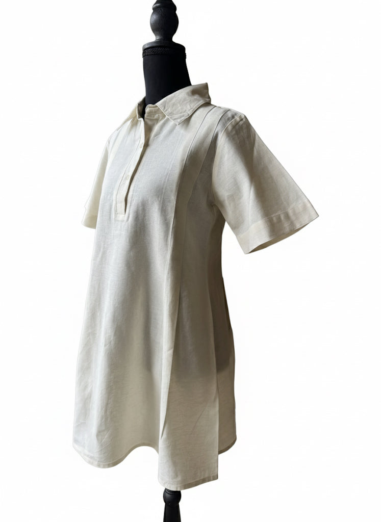 Cotton-Linen A-Line Shirt Dress