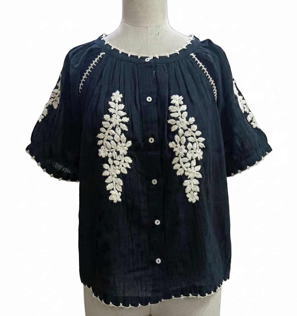 Cotton Gauze Peasant Blouse