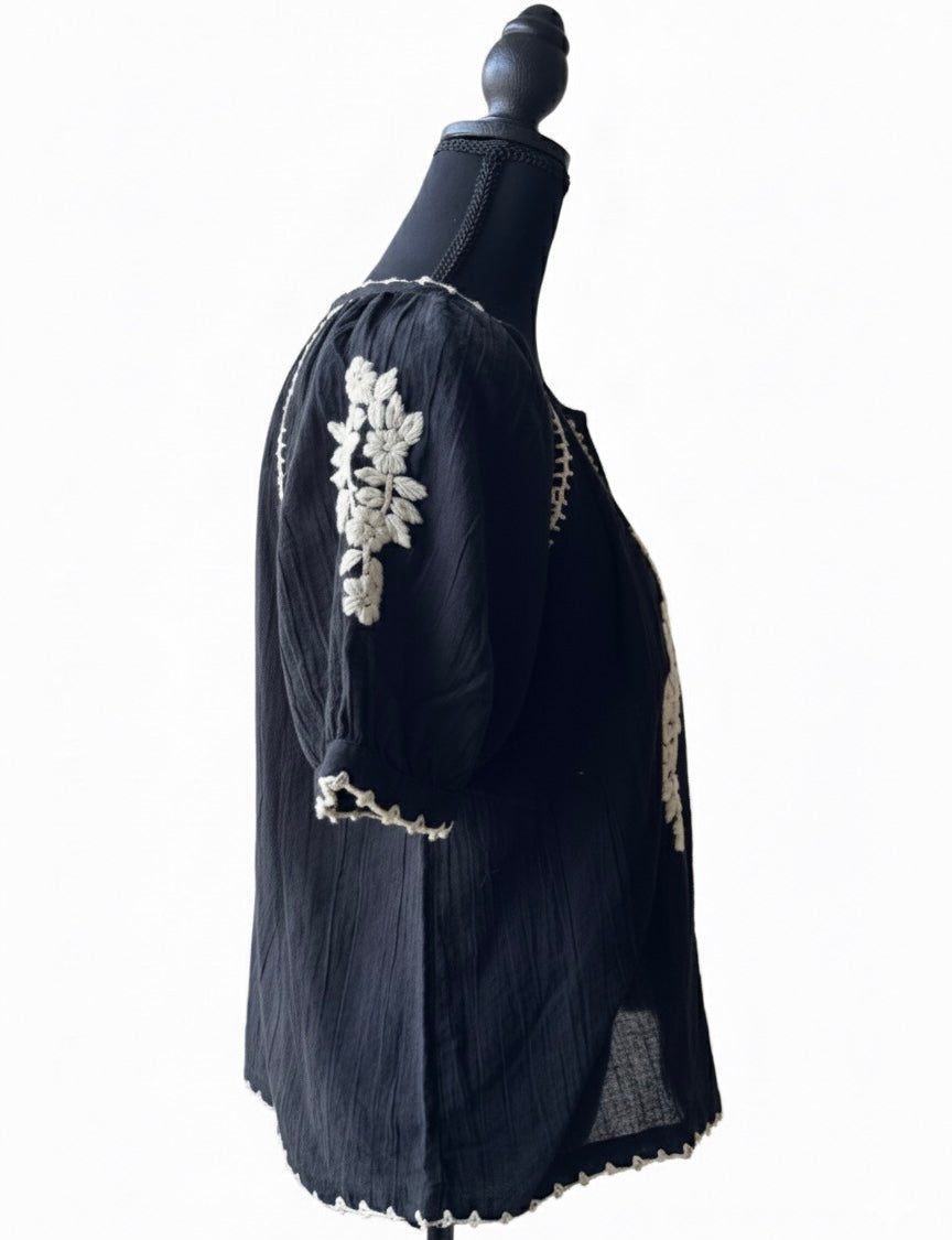 Cotton Gauze Peasant Blouse