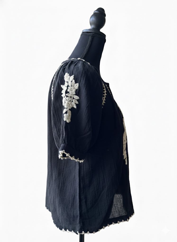Cotton Gauze Peasant Blouse