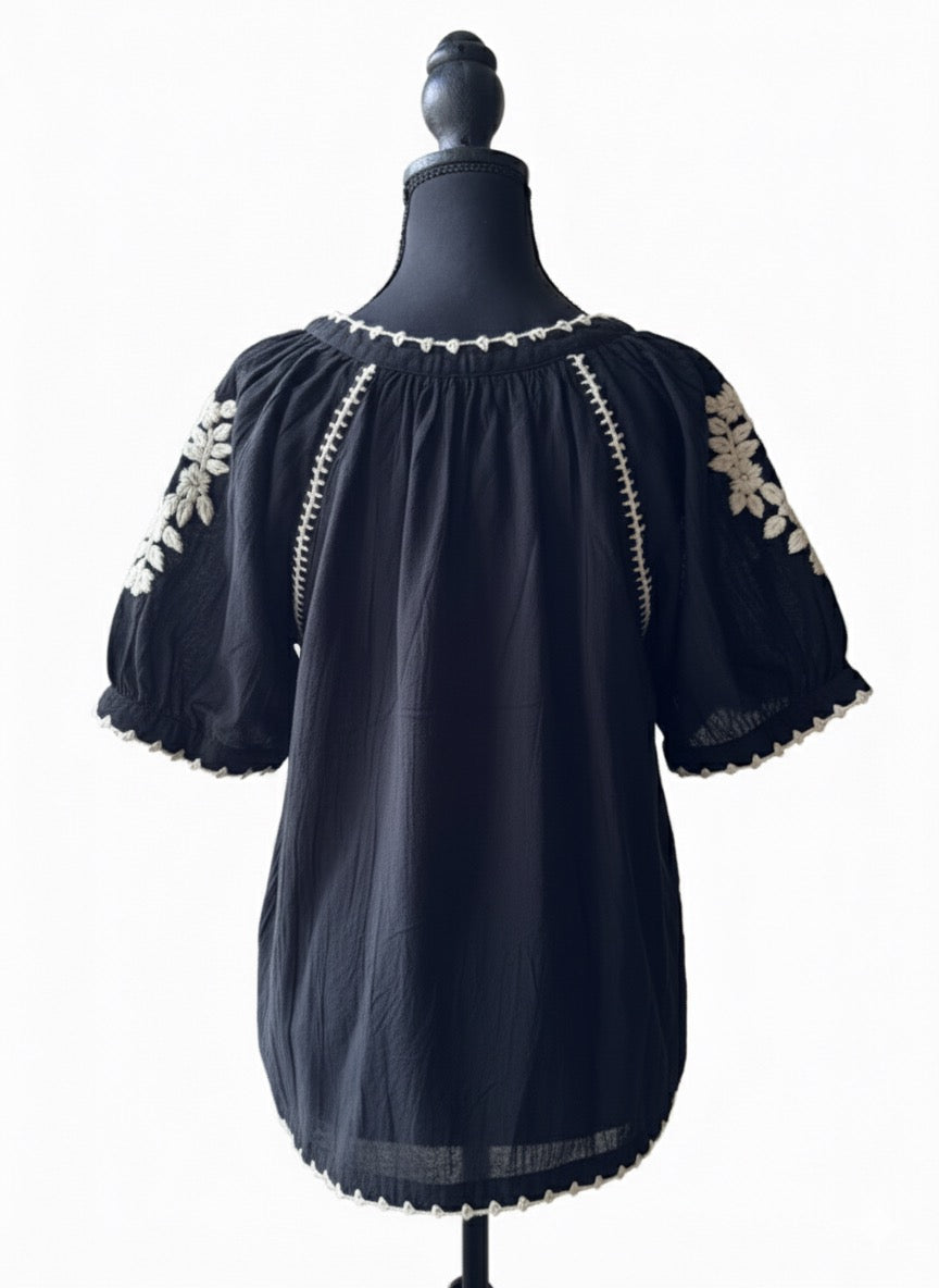Cotton Gauze Peasant Blouse