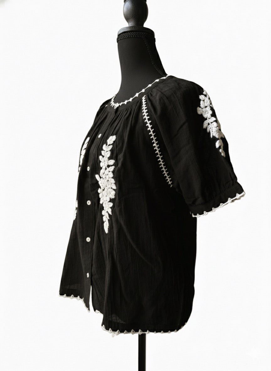 Cotton Gauze Peasant Blouse