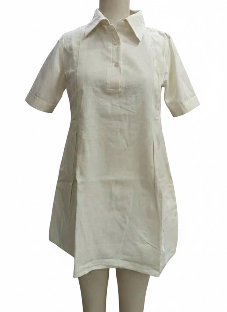 Cotton-Linen A-Line Shirt Dress